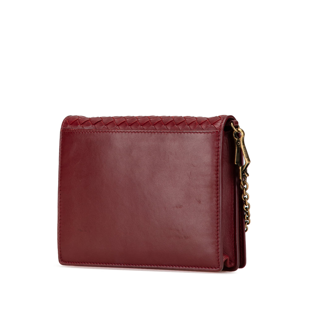 Nappa Intrecciato Wallet On Chain Red - Gaby Paris
