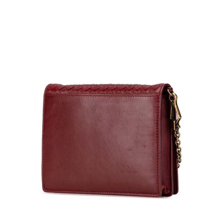 Nappa Intrecciato Wallet On Chain Red - Gaby Paris