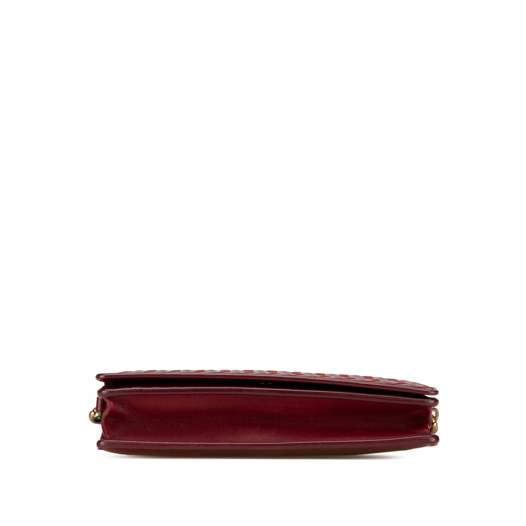 Nappa Intrecciato Wallet On Chain Red - Gaby Paris