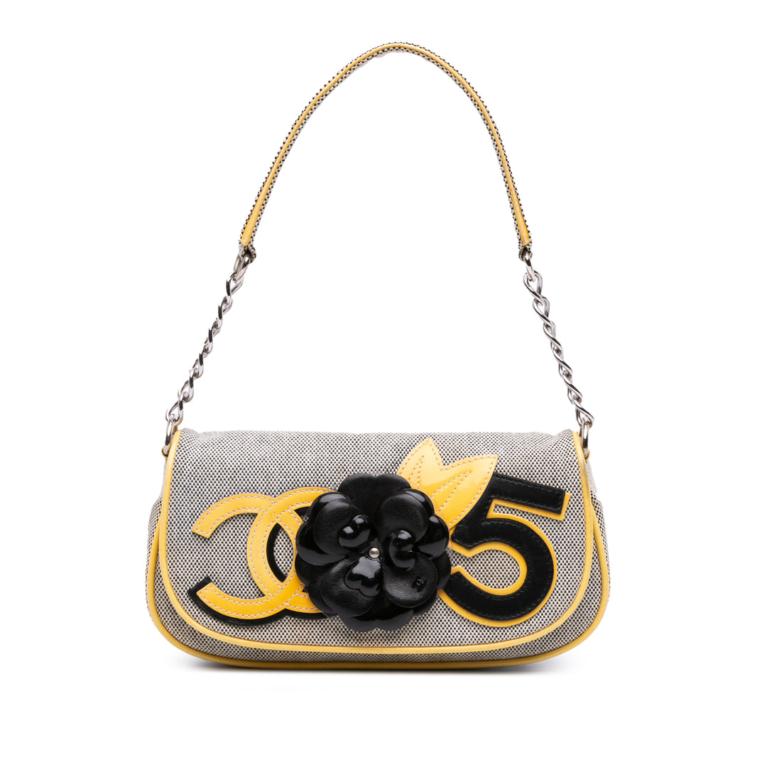 Canvas CC Camellia No. 5 Shoulder Bag Gray - Gaby Paris