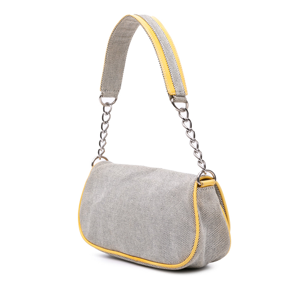 Canvas CC Camellia No. 5 Shoulder Bag Gray - Gaby Paris