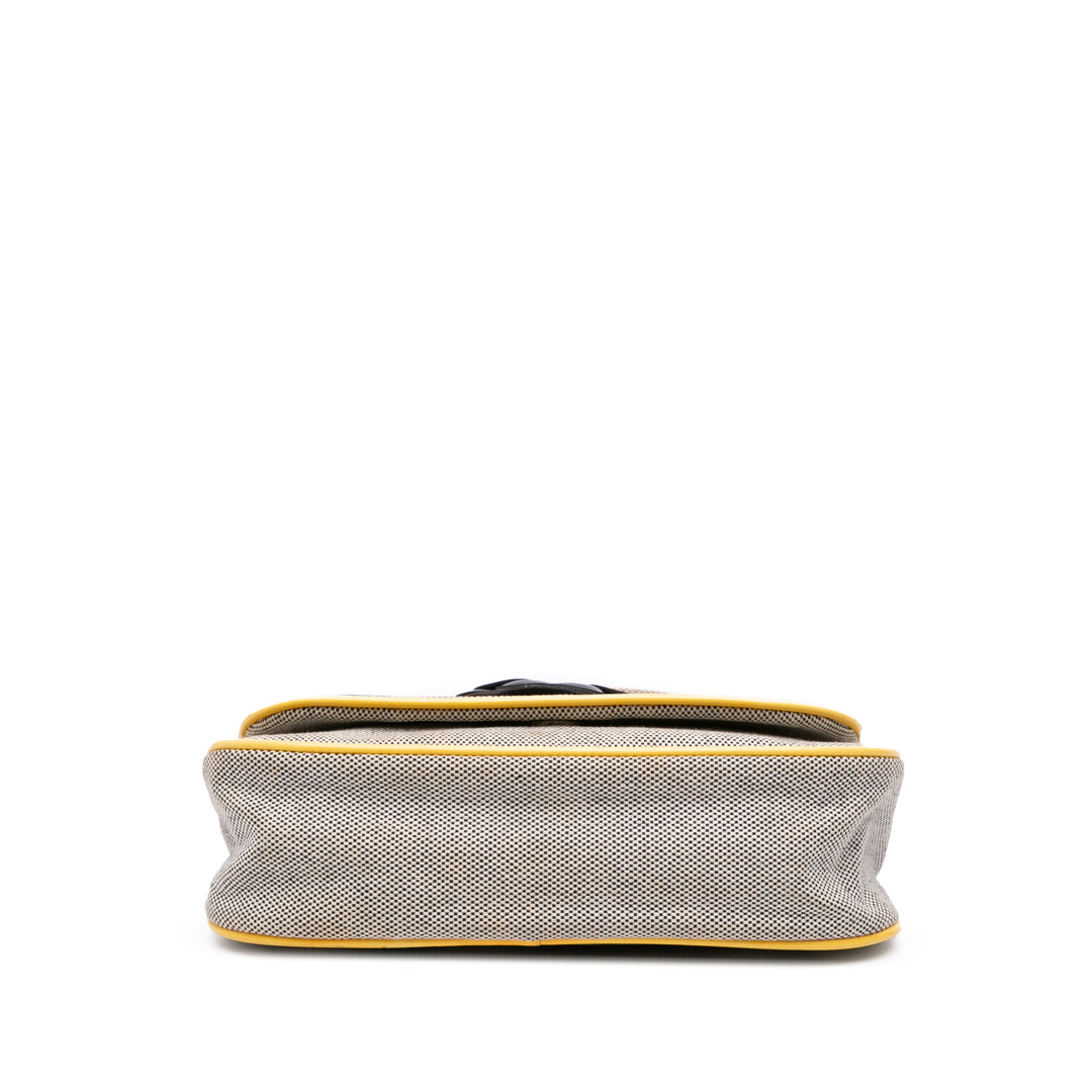 Canvas CC Camellia No. 5 Shoulder Bag Gray - Gaby Paris