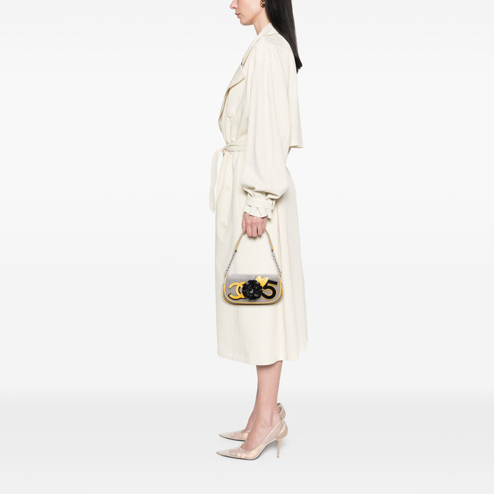 Canvas CC Camellia No. 5 Shoulder Bag Gray - Gaby Paris