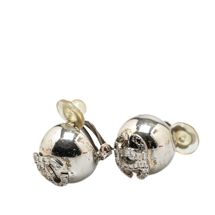 Silver Plated CC Clip-on Earrings Silver - Gaby Paris