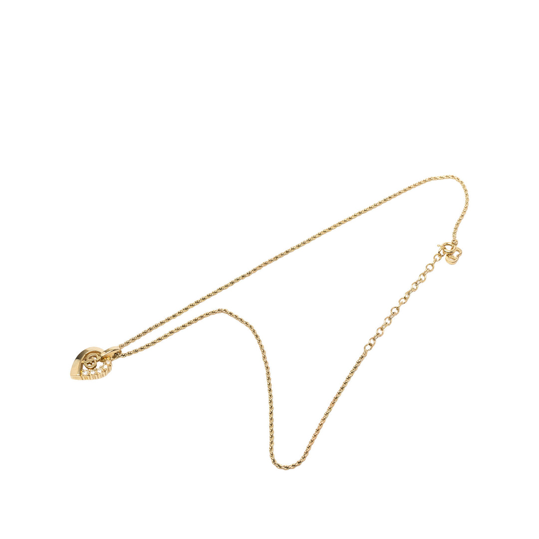 Dior plaqué Strass CD Heart Pendant Collier Doré – vue principale – GABY PARIS