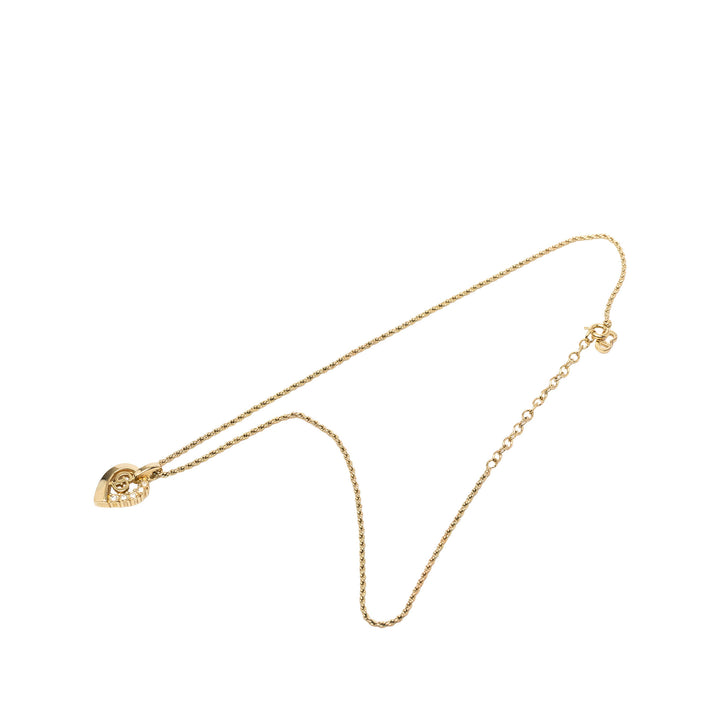 Dior plaqué Strass CD Heart Pendant Collier Doré – vue principale – GABY PARIS