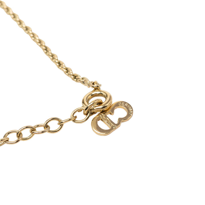 Dior plaqué Strass CD Heart Pendant Collier Doré – vue 4 – GABY PARIS