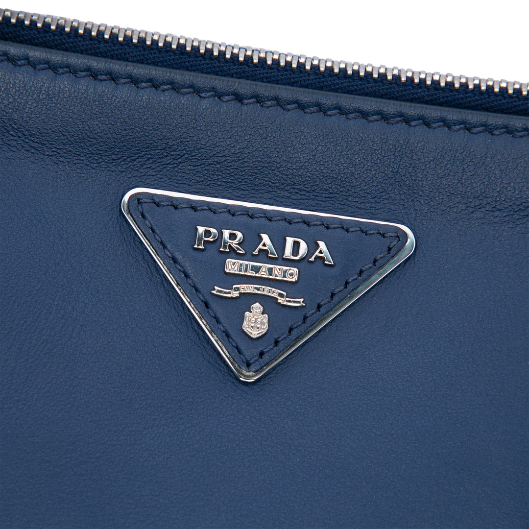 Prada Souple Veau Galleria Double Zippé Cabas Moyen Cuir