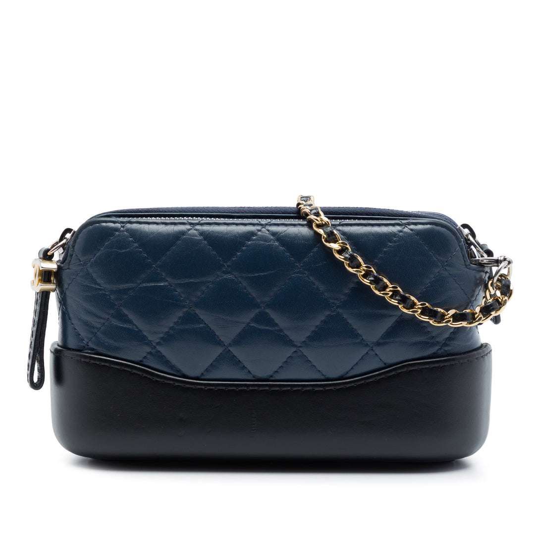 Chanel Bicolor vieilli Cuir de veau Gabrielle Double Zip Pochette avec chaîne