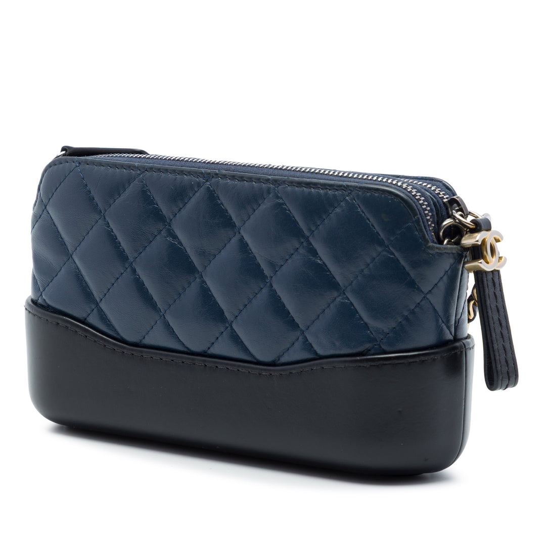 Chanel Bicolor vieilli Cuir de veau Gabrielle Double Zip Pochette avec chaîne