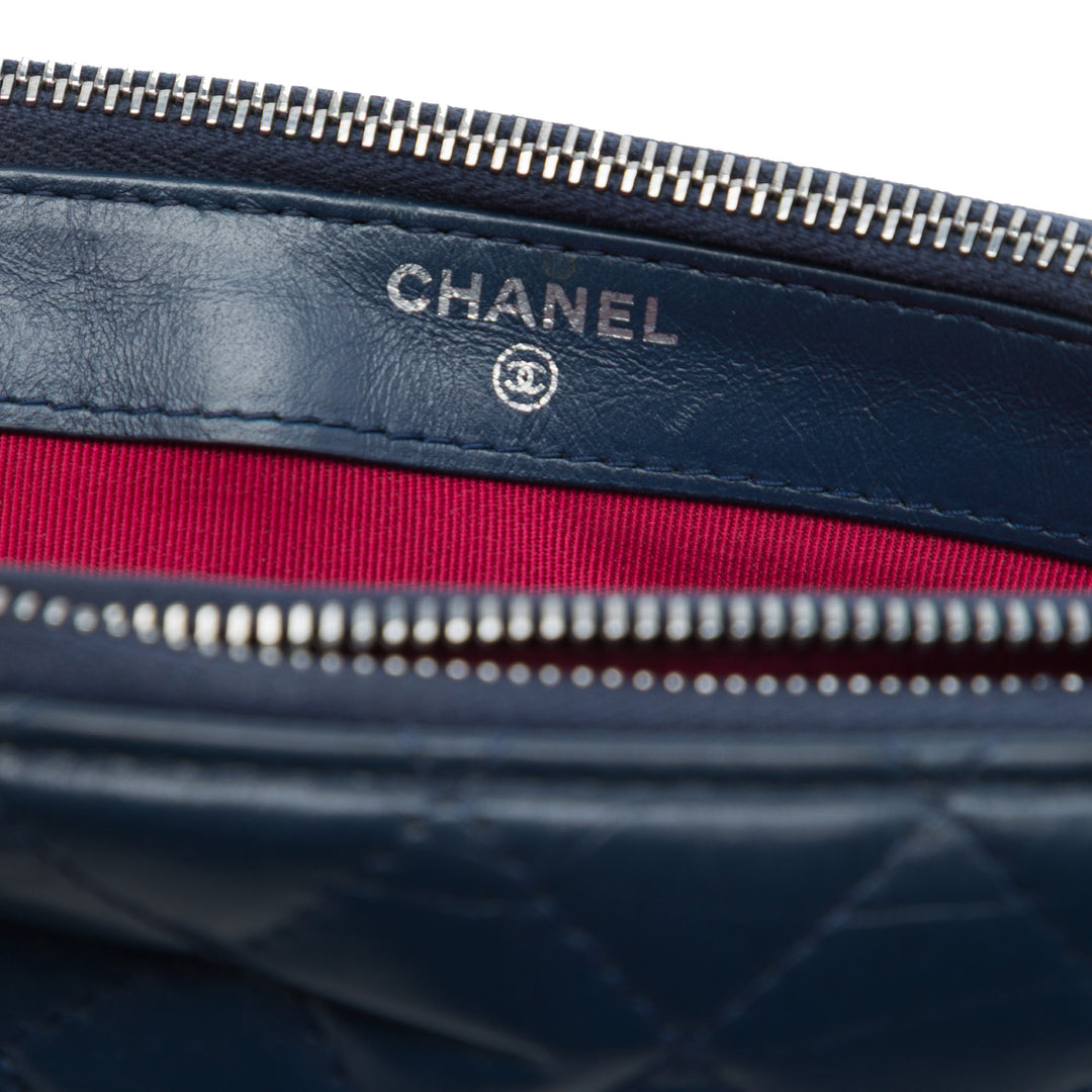 Chanel Bicolor vieilli Cuir de veau Gabrielle Double Zip Pochette avec chaîne