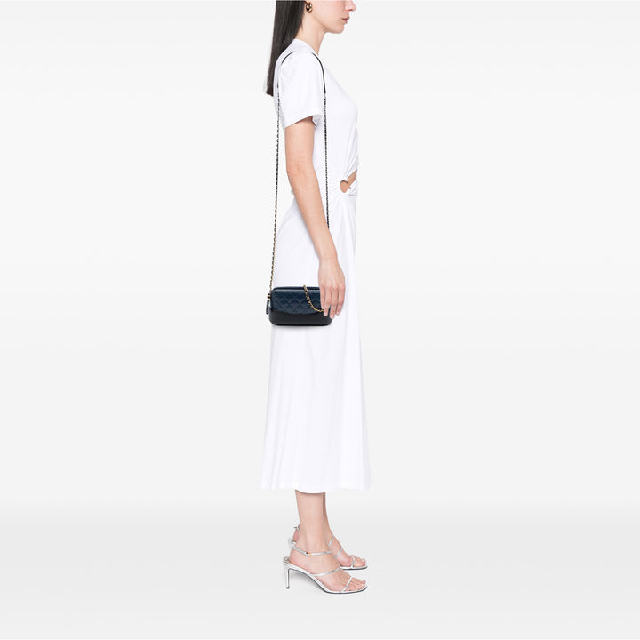 Chanel Bicolor vieilli Cuir de veau Gabrielle Double Zip Pochette avec chaîne