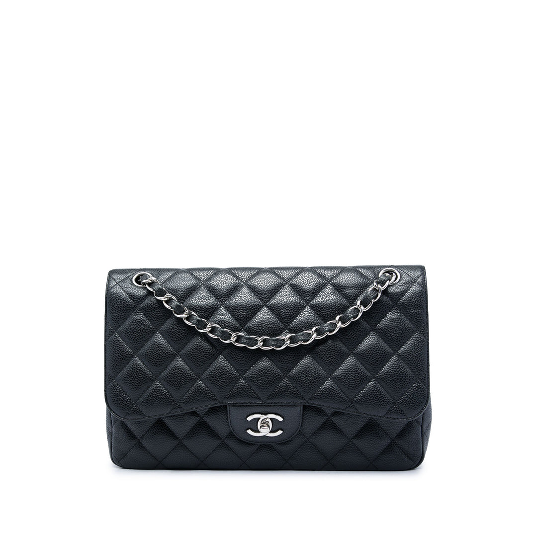 Chanel Sac porté épaule Classic Double rabat Jumbo Cuir caviar Noir – vue principale – GABY PARIS