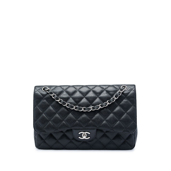 Chanel Sac porté épaule Classic Double rabat Jumbo Cuir caviar Noir – vue principale – GABY PARIS