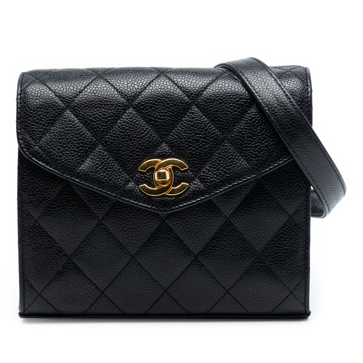Chanel Mini CC Matelassé Caviar Envelope à rabat