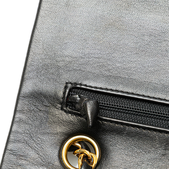 Medium Classic Lambskin Double Flap Black - Gaby Paris