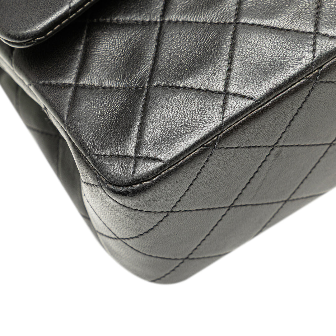 Medium Classic Lambskin Double Flap Black - Gaby Paris