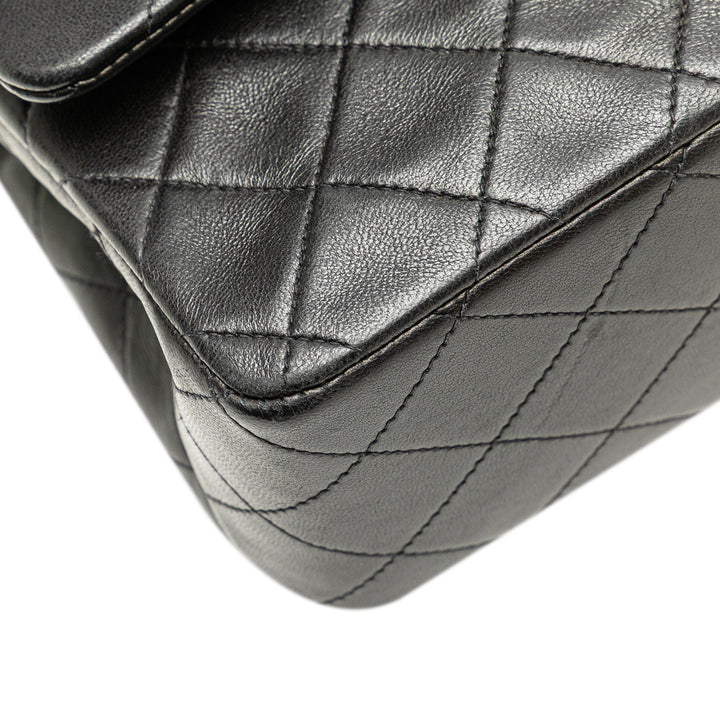 Medium Classic Lambskin Double Flap Black - Gaby Paris