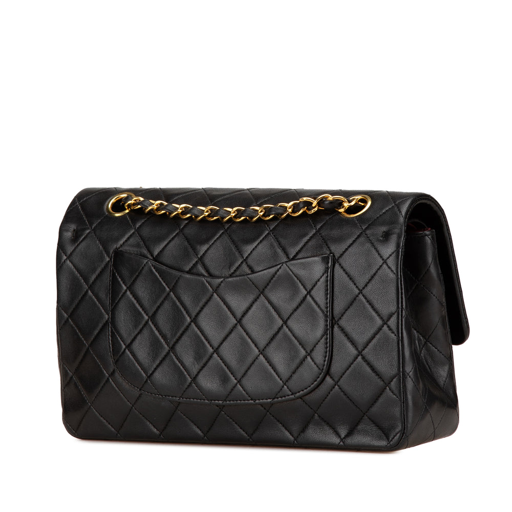 Medium Classic Lambskin Double Flap Black - Gaby Paris