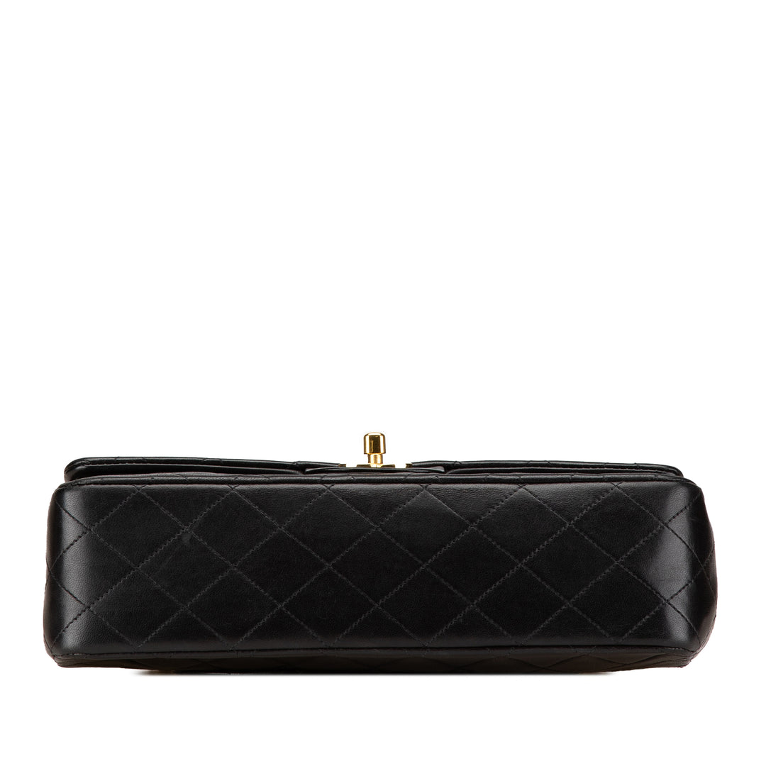 Medium Classic Lambskin Double Flap Black - Gaby Paris