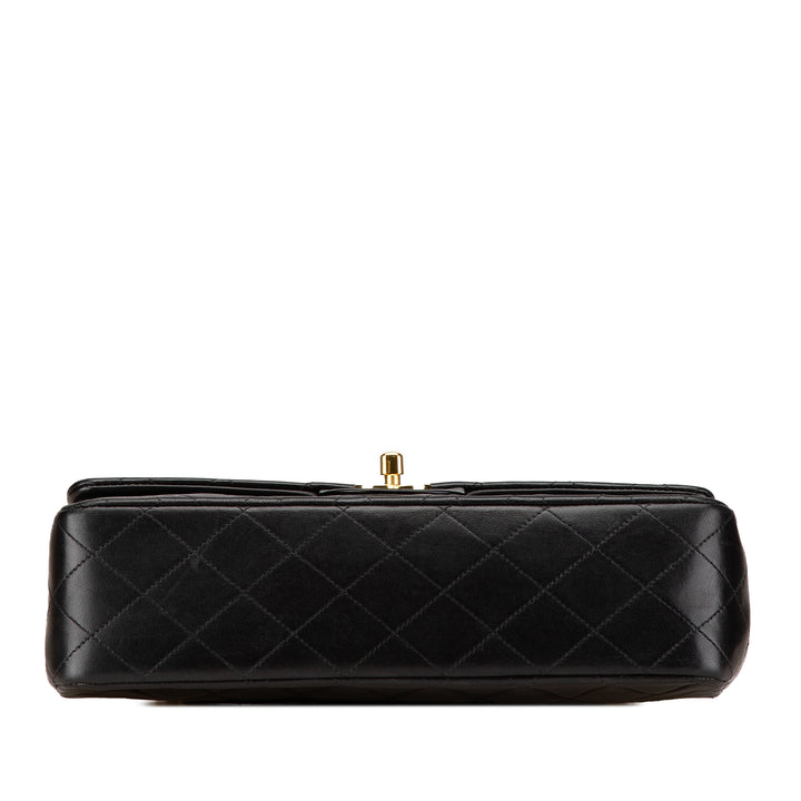 Medium Classic Lambskin Double Flap Black - Gaby Paris