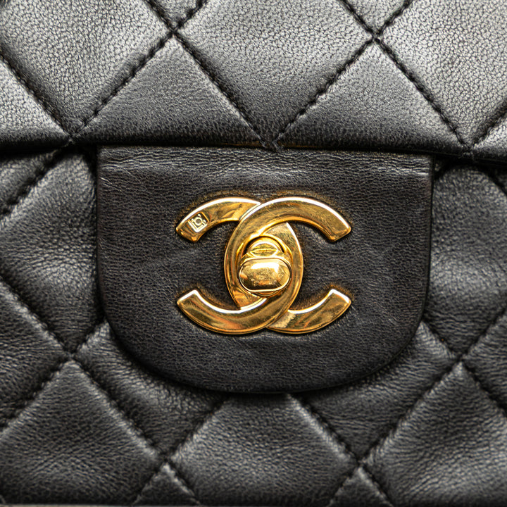 Medium Classic Lambskin Double Flap Black - Gaby Paris