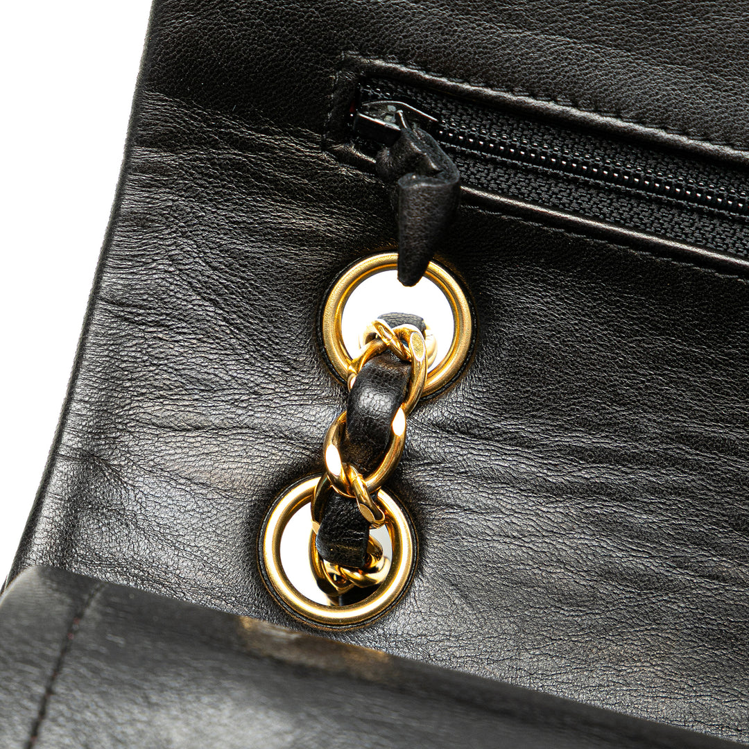 Medium Classic Lambskin Double Flap Black - Gaby Paris