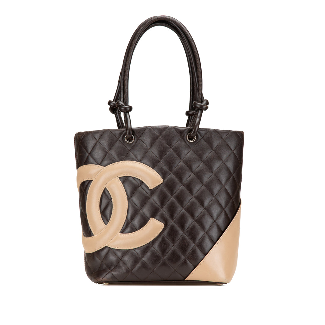 Medium Lambskin Cambon Ligne Tote Brown - Gaby Paris