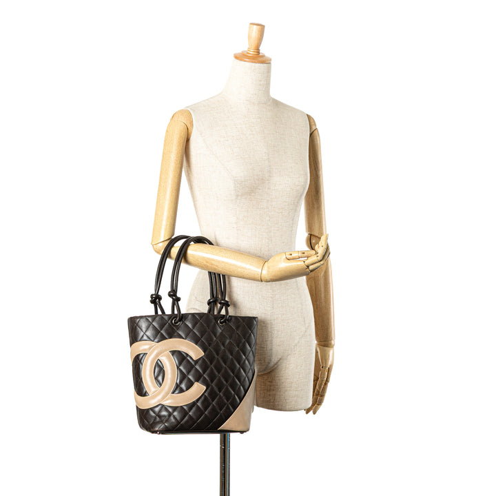 Medium Lambskin Cambon Ligne Tote Brown - Gaby Paris