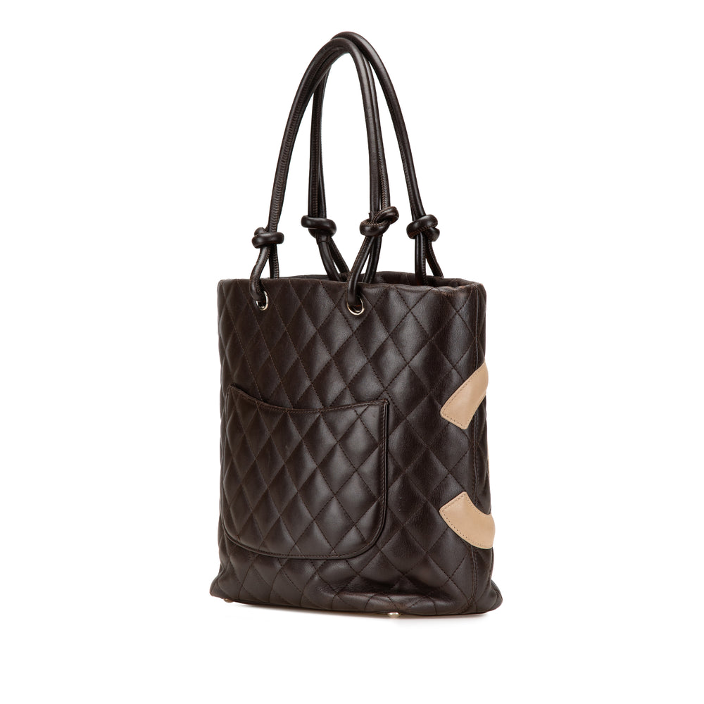 Medium Lambskin Cambon Ligne Tote Brown - Gaby Paris
