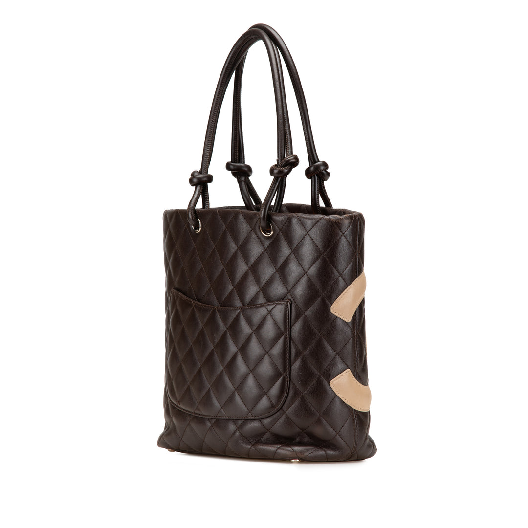 Medium Lambskin Cambon Ligne Tote Brown - Gaby Paris