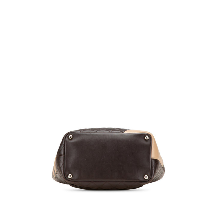 Medium Lambskin Cambon Ligne Tote Brown - Gaby Paris