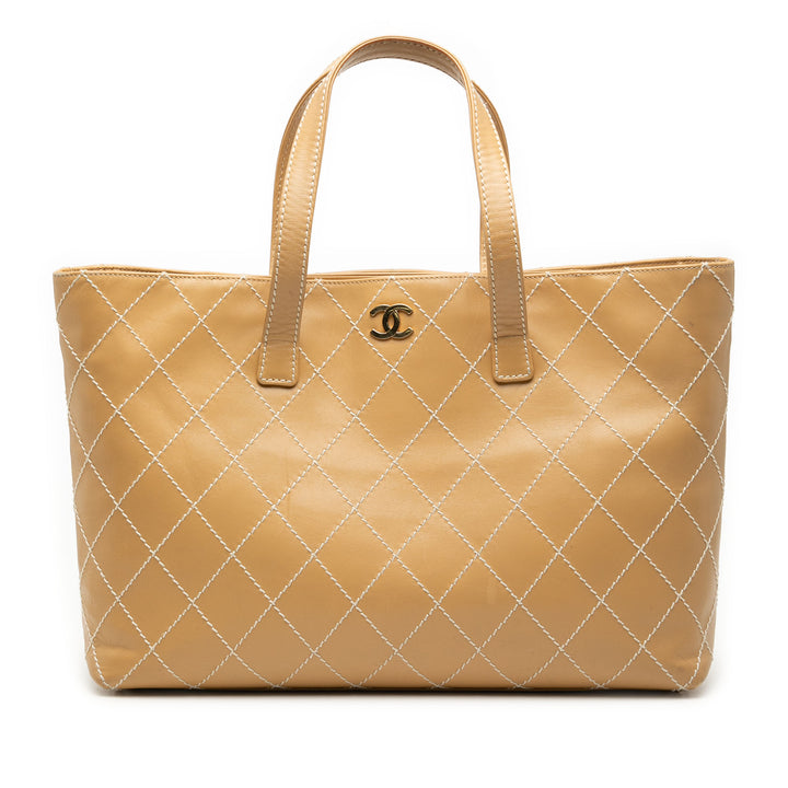 Chanel Large CC Cuir de veau Wild Stitch Cabas