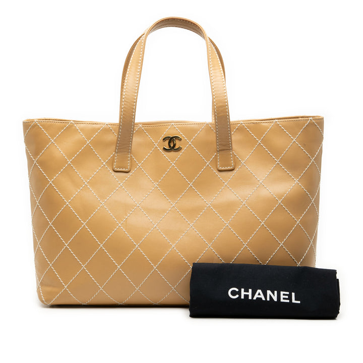 Chanel Large CC Cuir de veau Wild Stitch Cabas