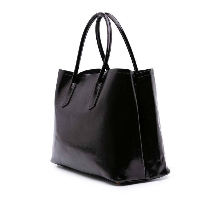 Medium Saffiano Vernice Double Satchel Black - Gaby Paris