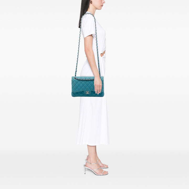 Chanel Classic Double rabat Jumbo Cuir caviar Bleu – vue 6 – GABY PARIS