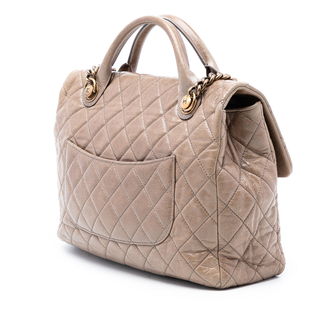 Chanel Large Glazed Cuir de veau Castle Rock anse supérieure à rabat