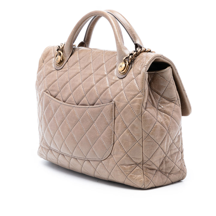 Chanel Large Glazed Cuir de veau Castle Rock anse supérieure à rabat