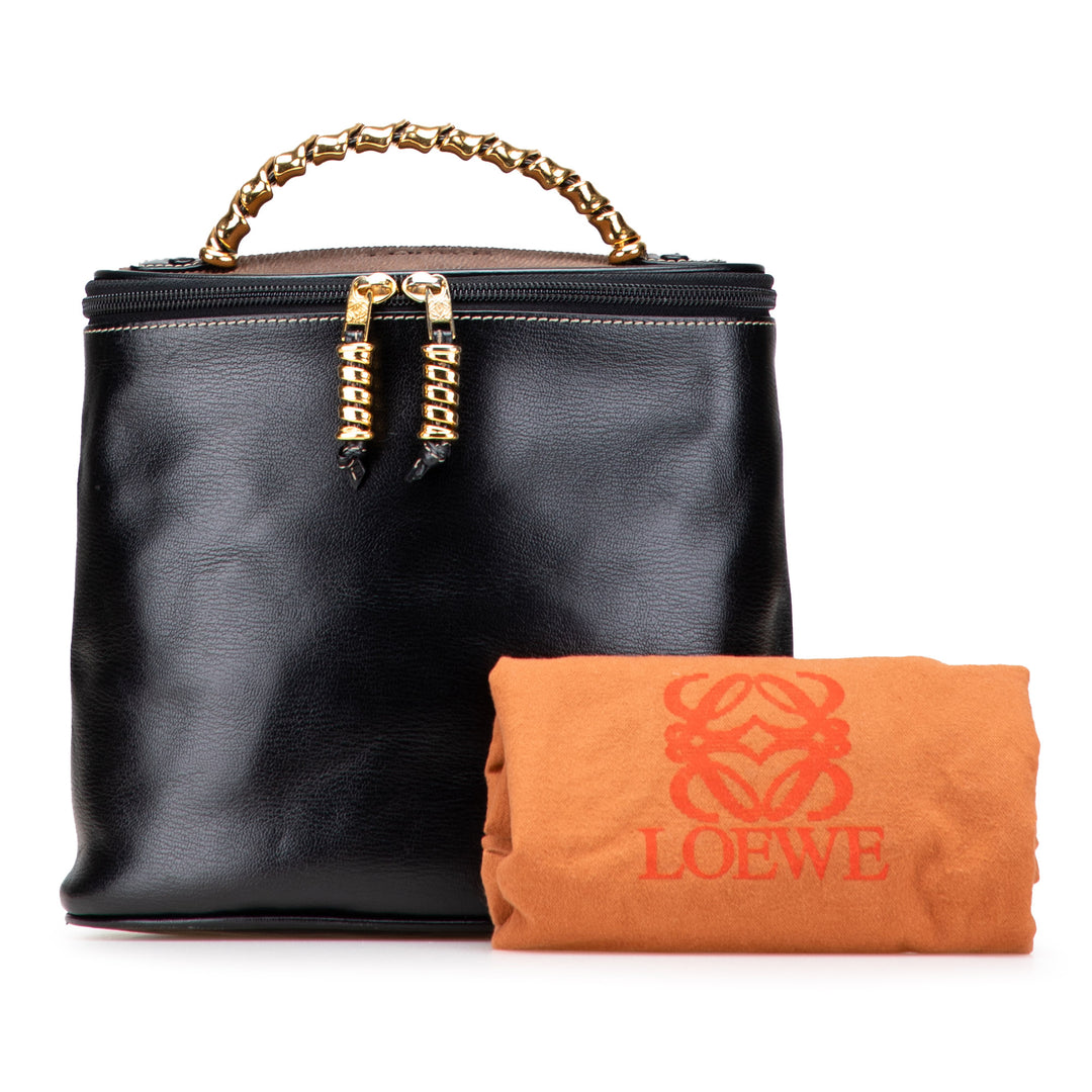 Leather Velasquez Twist Vanity Bag Black - Gaby Paris