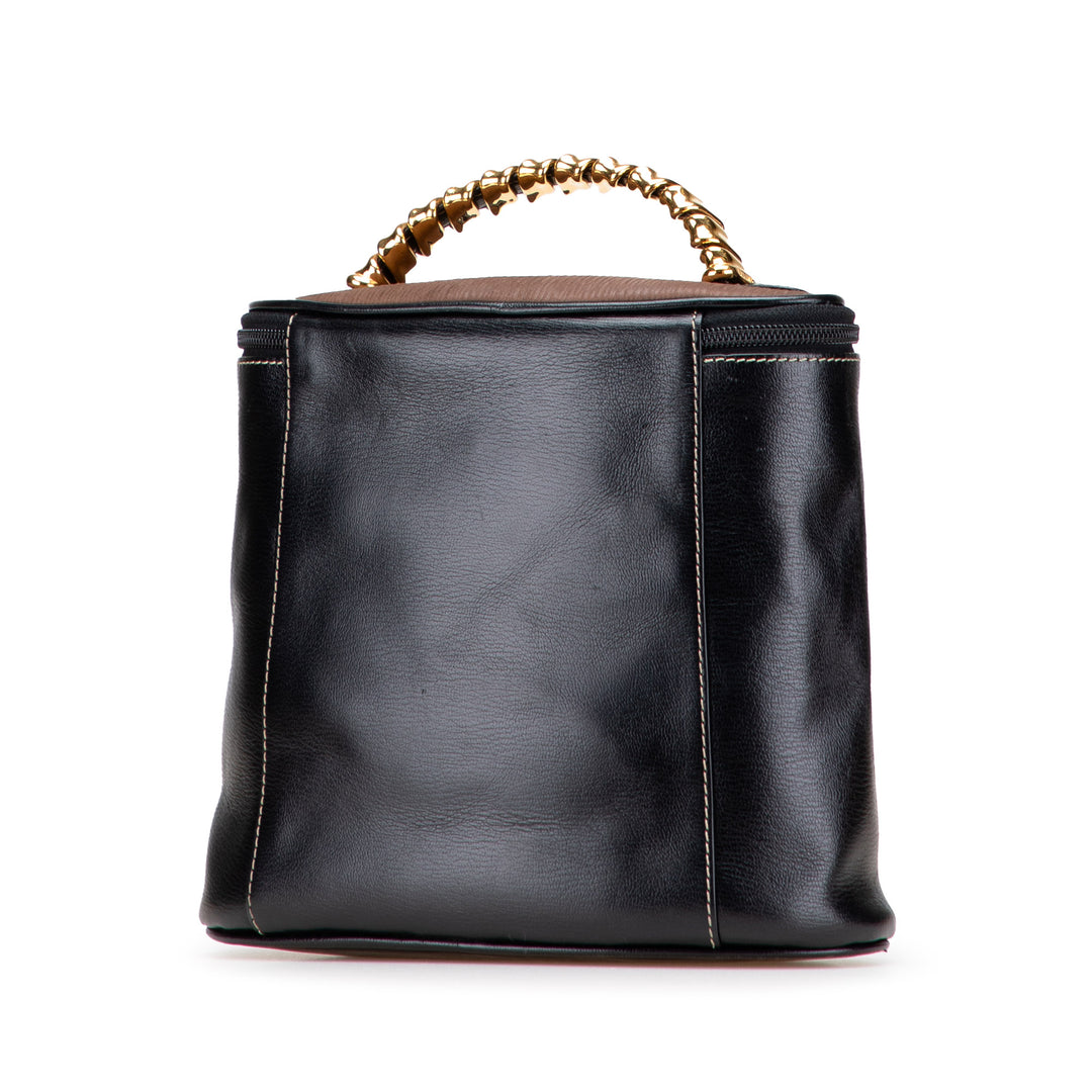 Leather Velasquez Twist Vanity Bag Black - Gaby Paris