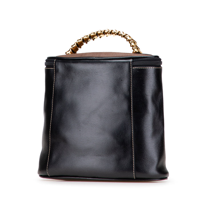 Leather Velasquez Twist Vanity Bag Black - Gaby Paris