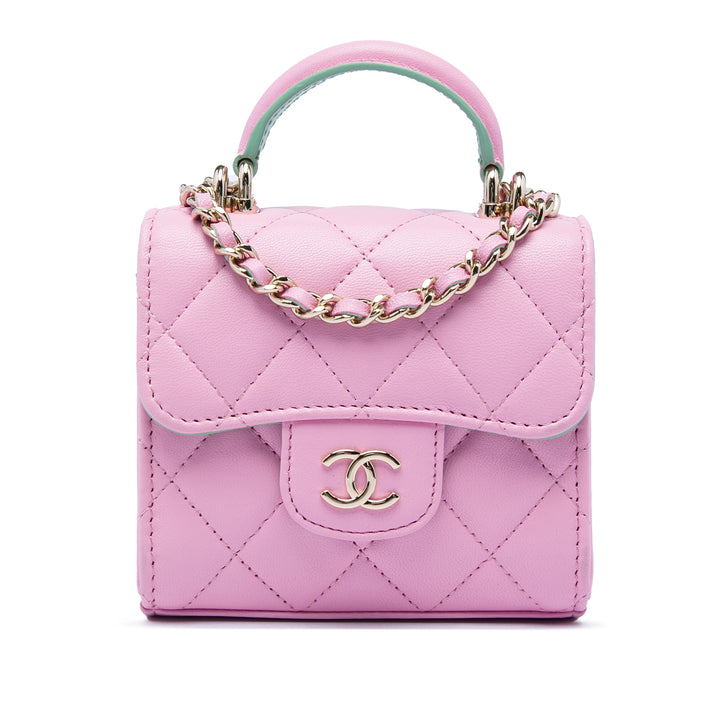 Chanel Mini CC Matelassé Cuir d’agneau anse supérieure Pochette avec chaîne