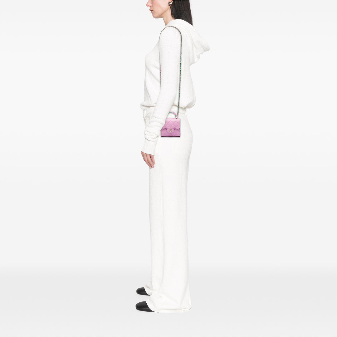 Chanel Mini CC Matelassé Cuir d’agneau anse supérieure Pochette avec chaîne