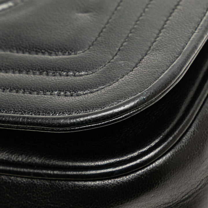 CC Stitched Lambskin Flap Black - Gaby Paris