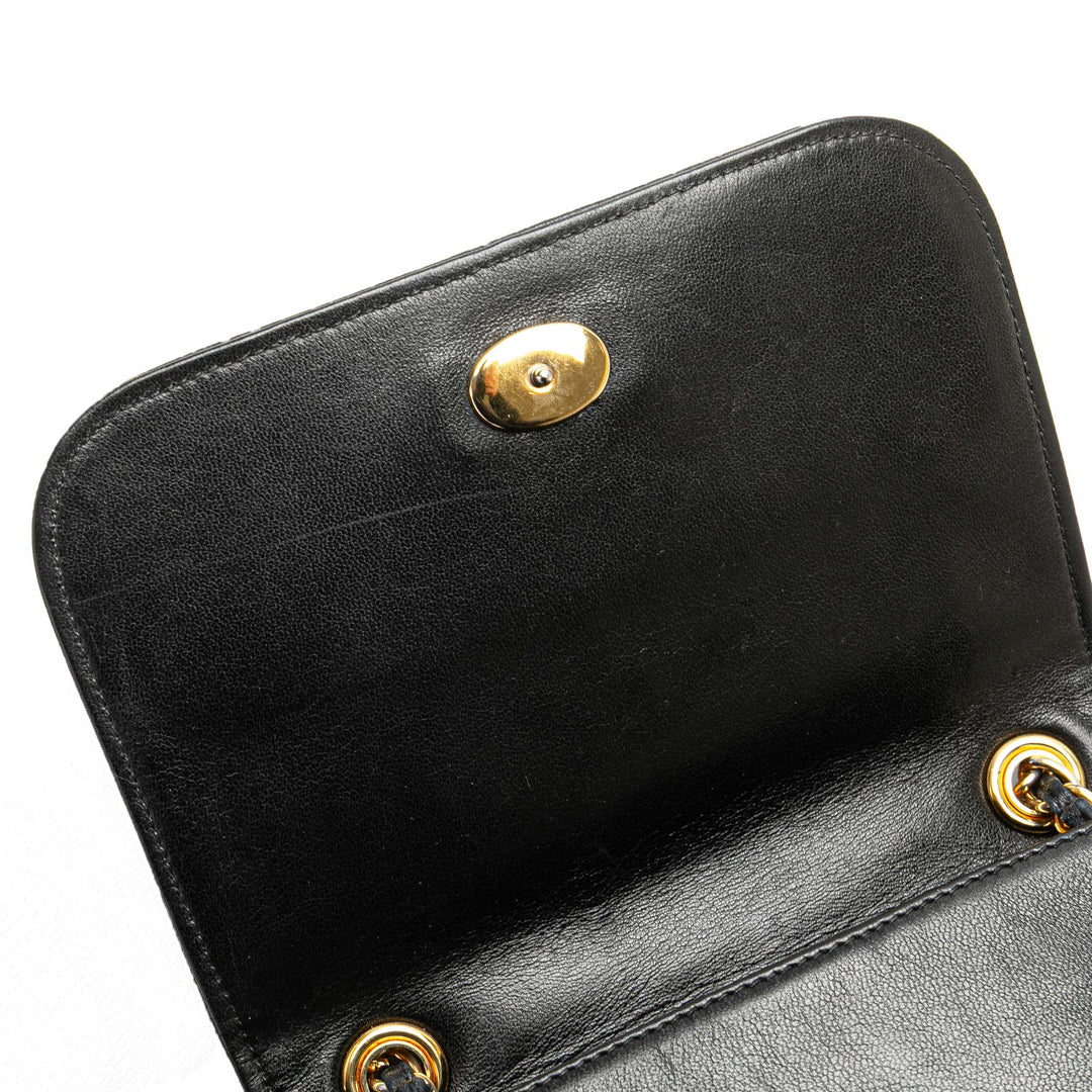 CC Stitched Lambskin Flap Black - Gaby Paris