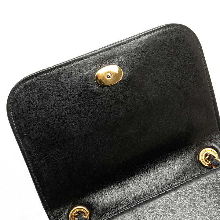 CC Stitched Lambskin Flap Black - Gaby Paris
