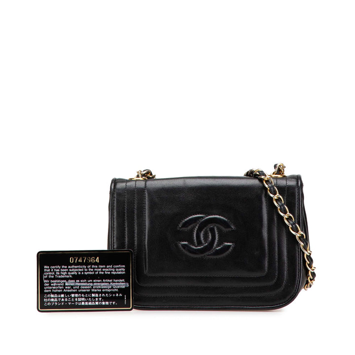 CC Stitched Lambskin Flap Black - Gaby Paris
