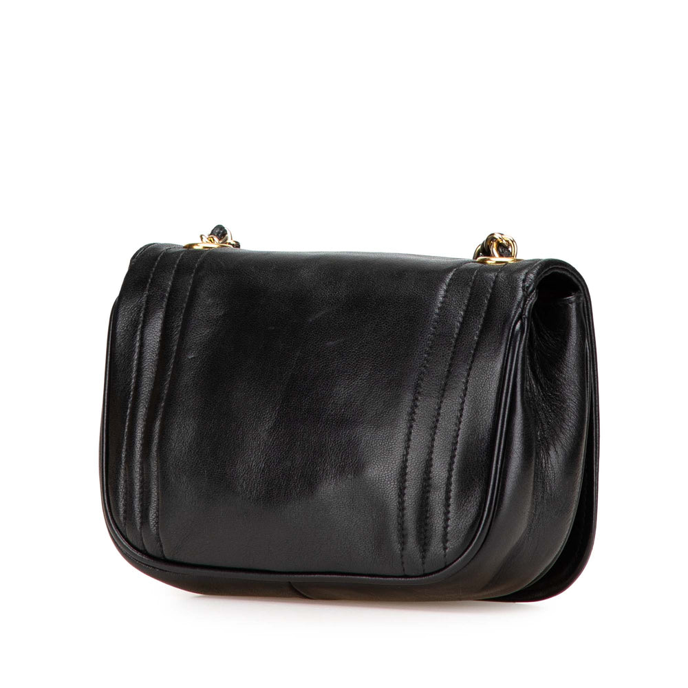 CC Stitched Lambskin Flap Black - Gaby Paris