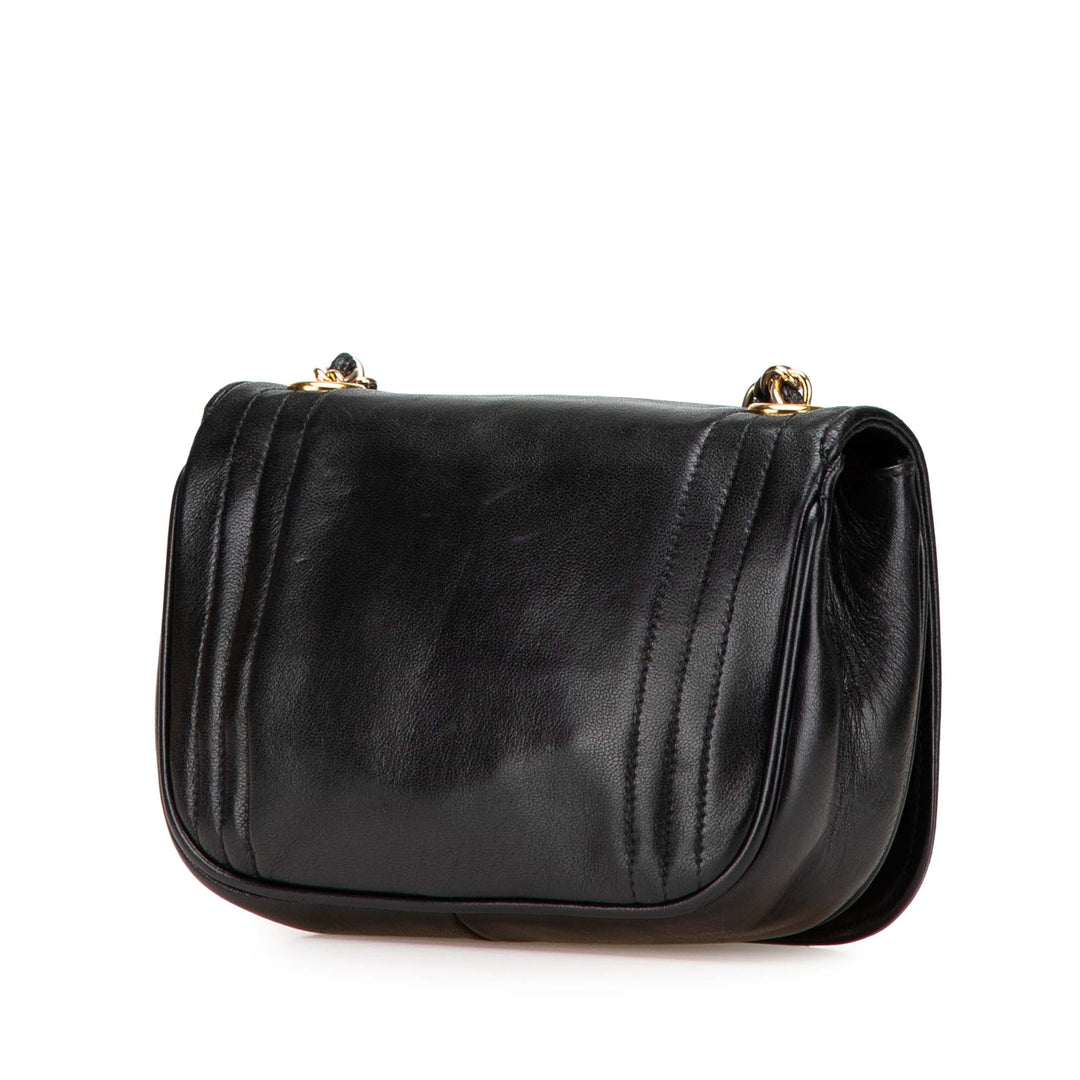 CC Stitched Lambskin Flap Black - Gaby Paris