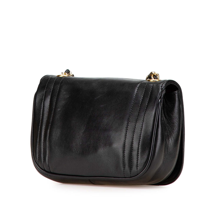 CC Stitched Lambskin Flap Black - Gaby Paris